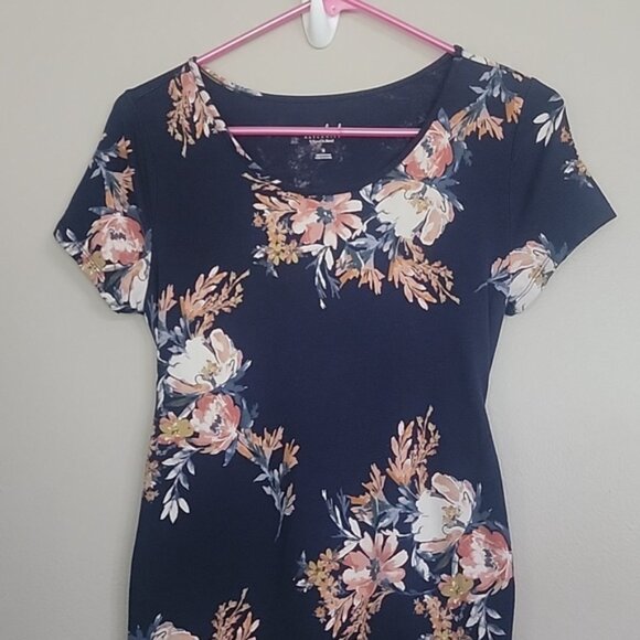 Isabel Maternity Navy Blue Dress With Flowers Size S - Picture 3 of 6